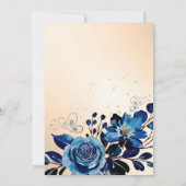 Navy Roos Butterfly Gold Glitter Peach Verjaardag Kaart (Achterkant)