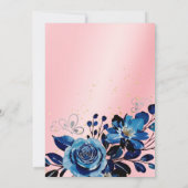 Navy Roos Butterfly Gold Glitter Roze Verjaardag Kaart (Achterkant)