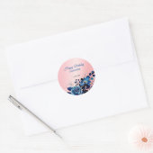 Navy Roos Butterfly Gold Glitter Roze Verjaardag Ronde Sticker (Envelop)