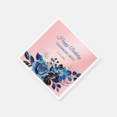 Navy Roos Butterfly Gold Glitter Roze Verjaardag Servet (Hoek)