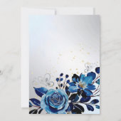 Navy Roos Butterfly Gold Glitter Zilveren Verjaard Kaart (Achterkant)