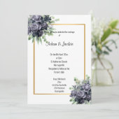 NAVY ROOS EUCALYPTUS TRIM ELEGANT WEDDING KAART (Staand voorkant)