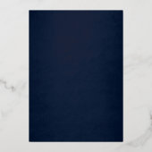 Navy Roos Floral Gold Swirl Quinceanera Folie Uitnodiging (Achterkant)