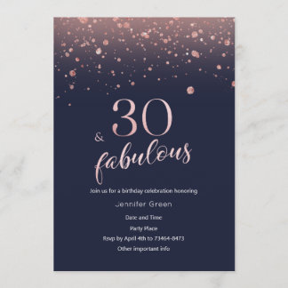 Navy Roos Gold 30e verjaardag Kaart