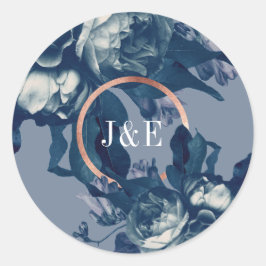 Navy Roos Gold Antiek Bouquet Wedding Ronde Sticker