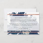 Navy Roos Gold Bouquet Wedding Detail Card RSVP Kaartje (Voorkant)