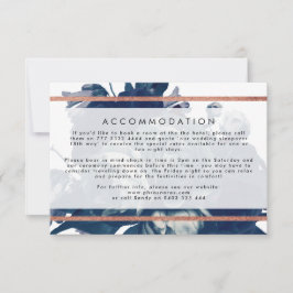 Navy Roos Gold Bouquet Wedding Detail Card RSVP Kaartje