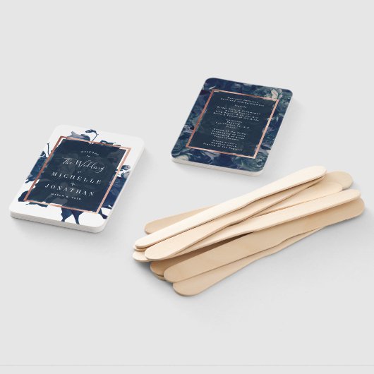 Navy Roos Gold Bouquet Wedding Handwaaier (Niet-gemonteerd)