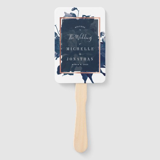 Navy Roos Gold Bouquet Wedding Handwaaier (Voorkant)