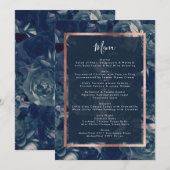 Navy Roos Gold Bouquet Wedding Menu (Voorkant / Achterkant)