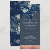 Navy Roos Gold Bouquet Wedding Menu (Voorkant / Achterkant)