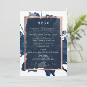 Navy Roos Gold Bouquet Wedding Menu (Staand voorkant)