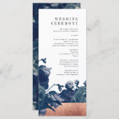 Navy Roos Gold Bouquet Wedding Program Programmakaart (Voorkant / Achterkant)