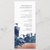 Navy Roos Gold Bouquet Wedding Program Programmakaart (Voorkant)