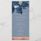 Navy Roos Gold Bouquet Wedding Program Programmakaart (Voorkant)