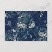 Navy Roos Gold Bouquet Wedding Reception Card Informatiekaartje (Achterkant)