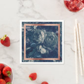 Navy Roos Gold Bouquet Wedding Table Napkins Servet (Insitu)