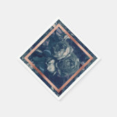Navy Roos Gold Bouquet Wedding Table Napkins Servet (Hoek)