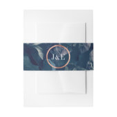 Navy Roos Gold Bouquet Wedding Uitnodigingen Wikkel (Voorkant Voorbeeld)