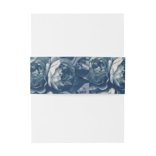 Navy Roos Gold Bouquet Wedding Uitnodigingen Wikkel (Achterkant Voorbeeld)