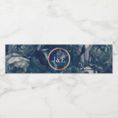 Navy Roos Gold Bouquet Wedding Waterfles Etiket (Enkel label)