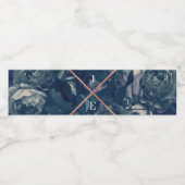 Navy Roos Gold Bouquet Wedding Waterfles Etiket (Enkel label)