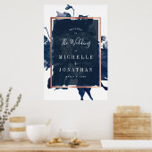 Navy Roos Gold Bouquet Wedding Welcome Poster (Keuken)