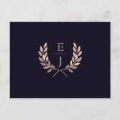 Navy Roos Gold Classic Monogram Wedding rsvp Uitnodiging Briefkaart (Voorkant)