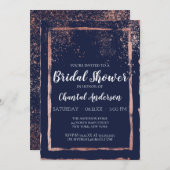 Navy Roos Gold Confetti Vrijgezellenfeest Kaart (Voorkant / Achterkant)