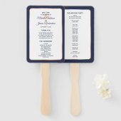 Navy Roos Gold Copper Palm Tree Wedding Program Handwaaier (Voorkant en achterkant)