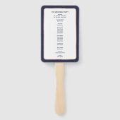 Navy Roos Gold Copper Palm Tree Wedding Program Handwaaier (Achterkant)