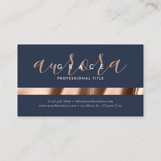 Navy Roos Gold Elegance Visitekaartje (Achterkant)