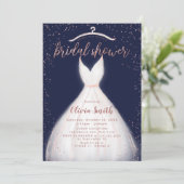 Navy Roos Gold Elegant Dress Vrijgezellenfeest Kaart (Staand voorkant)