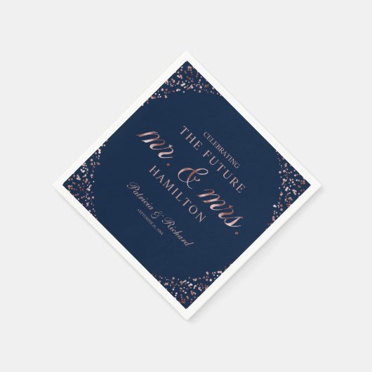 Navy Roos Gold Future Mr. en Mrs Engagement Party Servet (Hoek)
