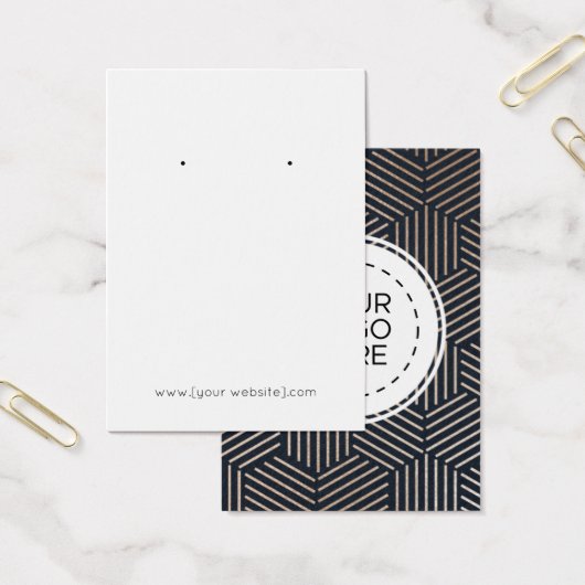 Navy Roos Gold Geometric Earring Display Card Visitekaartje (Kantoor)