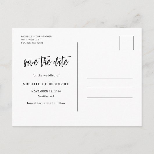 Navy & Roos Gold Glam Chic Save the Date Briefkaar Briefkaart (Achterkant)