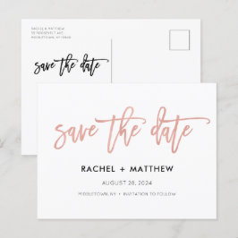Navy & Roos Gold Glam Chic Save the Date Briefkaar Briefkaart