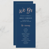 Navy & Roos Gold Glam Chic We doen weddenschap Programmakaart (Voorkant / Achterkant)
