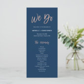 Navy & Roos Gold Glam Chic We doen weddenschap Programmakaart (Staand voorkant)