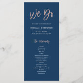 Navy & Roos Gold Glam Chic We doen weddenschap Programmakaart (Voorkant)