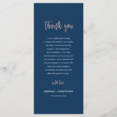 Navy & Roos Gold Glam Chic Weddenschap Hartelijk d Menu (Voorkant)