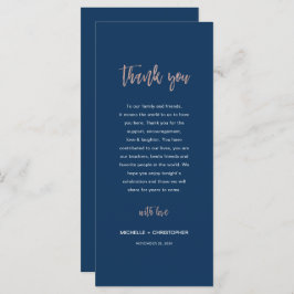 Navy & Roos Gold Glam Chic Weddenschap Hartelijk d Menu