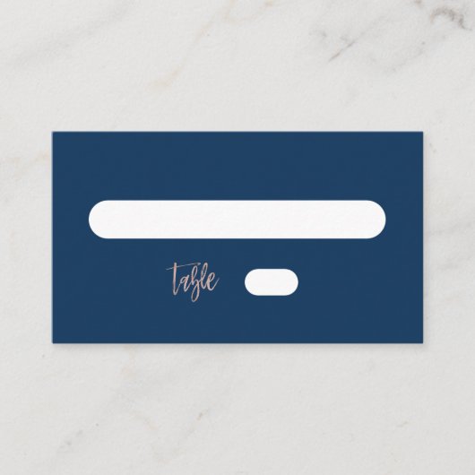 Navy & Roos Gold Glam Chic Wedding Flat Place Card Plaatskaartje (Voorkant)