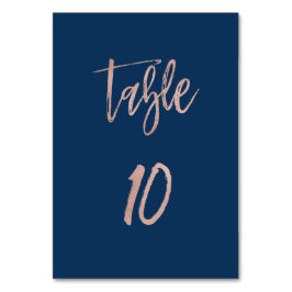 Navy & Roos Gold Glam Chic Wedding Table Number 10 Kaart