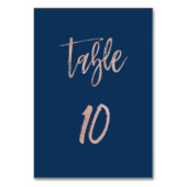 Navy & Roos Gold Glam Chic Wedding Table Number 10 Kaart (Voorkant)