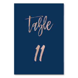 Navy & Roos Gold Glam Chic Wedding Table Number 11 Kaart