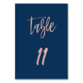 Navy & Roos Gold Glam Chic Wedding Table Number 11 Kaart (Achterkant)