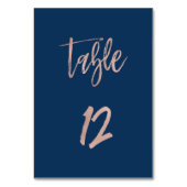 Navy & Roos Gold Glam Chic Wedding Table Number 12 Kaart (Voorkant)