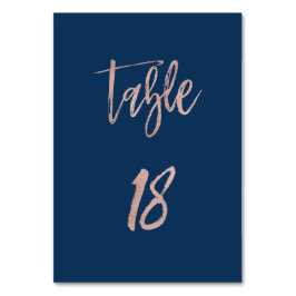 Navy & Roos Gold Glam Chic Wedding Table Number 18 Kaart