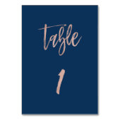 Navy & Roos Gold Glam Chic Wedding Table Number 1 Kaart (Voorkant)
